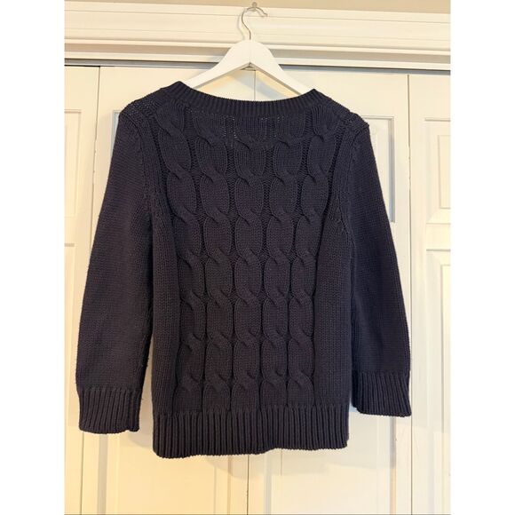Talbots navy cableknit cardigan sweater medium petite - Picture 5 of 8